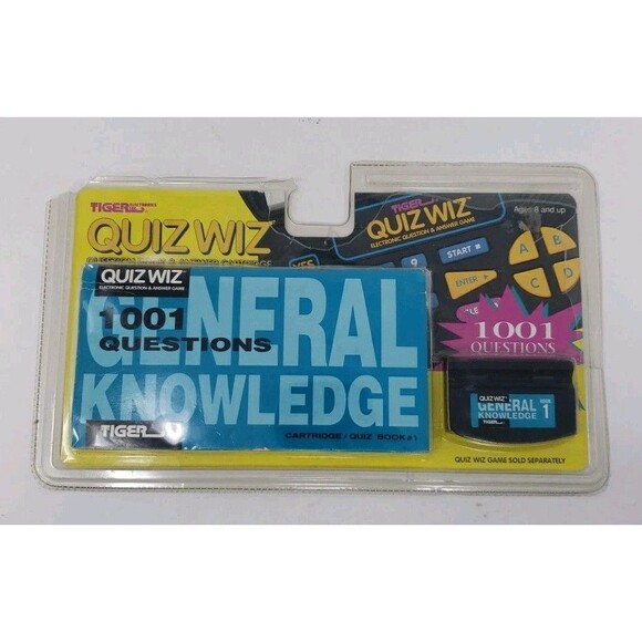 Vintage Tiger Electronics Quiz Wiz Book 1 General Knowledge Game Cartridge 1993 - Picture 1 of 16